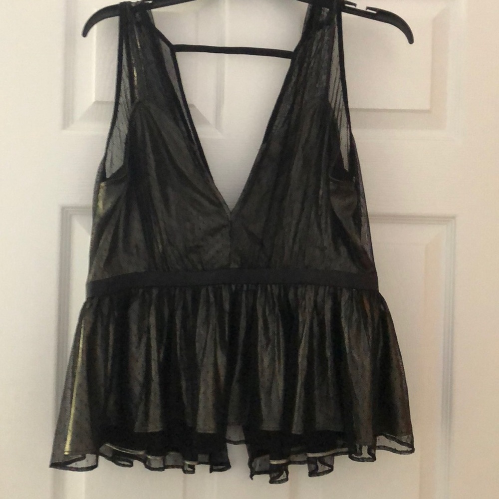 Deep-V Sheer Blouse